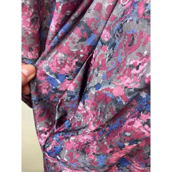 Unicorn 70s Vintage Plus Size 18 Zip Front Long Sleeve Floral Dress with Pockets - Picture 5 of 8